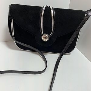 Charles Jordan Paris shoulder bag, made in France, vintage, Black Suede